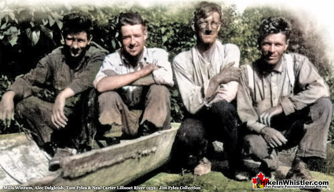 Mills Winram, Alec Dalgleish, Tom Fyles and Neal Carter 1932 Lillooet River